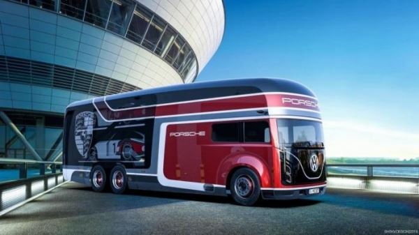<br />
			Российский дизайнер придумал автобус для перевозки Porsche (13 фото)